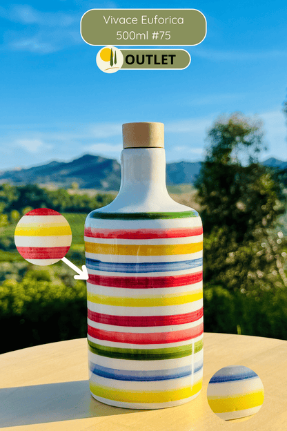 OUTLET B-WARE Dispenser per olio in bottiglia di ceramica colorata "Vivace" per olio d'oliva fatto a mano in Italia