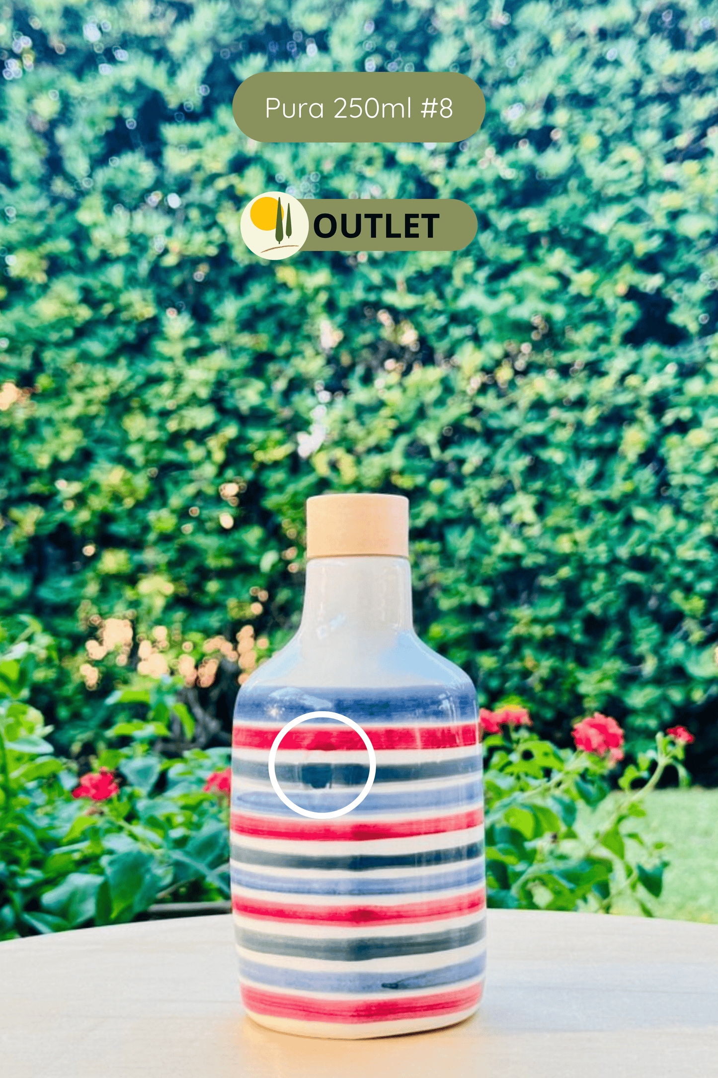 OUTLET B-WARE Ölflasche Keramikflasche "Pura" Ölspender für Olivenöl und Essig handgemacht in Italien