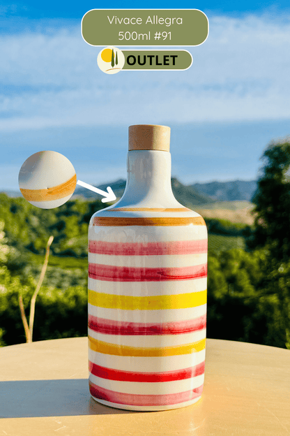 OUTLET B-WARE Dispenser per olio in bottiglia di ceramica colorata "Vivace" per olio d'oliva fatto a mano in Italia