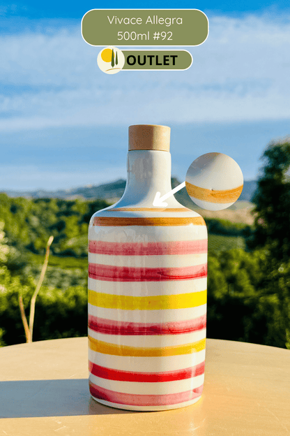 OUTLET B-WARE Dispenser per olio in bottiglia di ceramica colorata "Vivace" per olio d'oliva fatto a mano in Italia