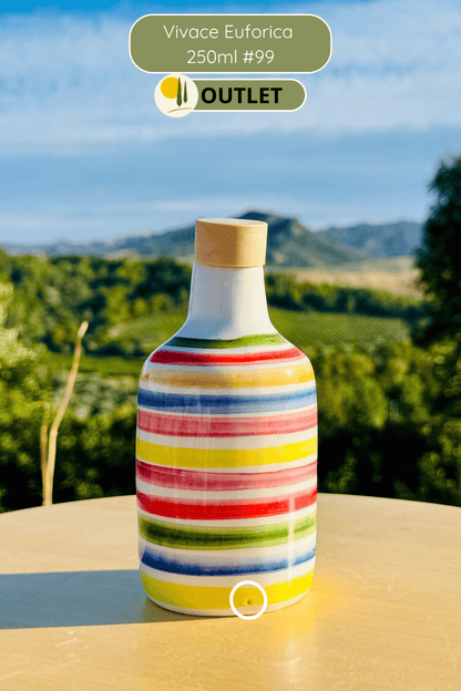 OUTLET B-WARE Dispenser per olio in bottiglia di ceramica colorata "Vivace" per olio d'oliva fatto a mano in Italia