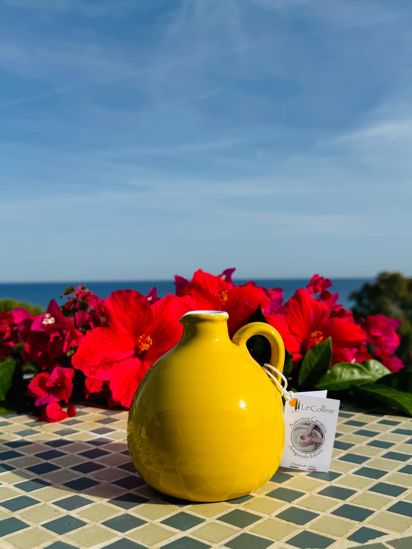 Elegant ceramic carafe Limited Edition handmade in Italy "Bombata" approx. 0.25 L