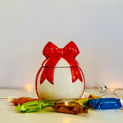 Geschenkset Nougat Mix 180g in handgemachter weihnachtlichen Keramik-Dose