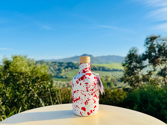 Set olio al peperoncino 250ml con bottiglia in ceramica - dispenser per olio con versatore