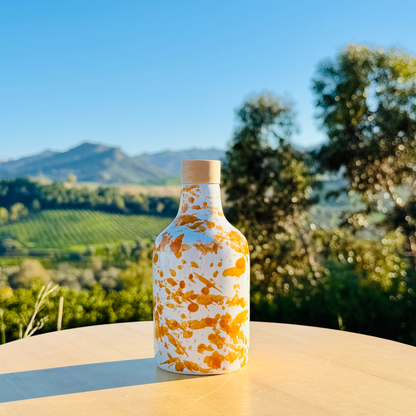 Ceramic bottle oil dispenser oil bottle "Schizzata" 250 ml for olive oil handmade in Italy