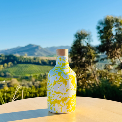 Ceramic bottle oil dispenser oil bottle "Schizzata" 250 ml for olive oil handmade in Italy