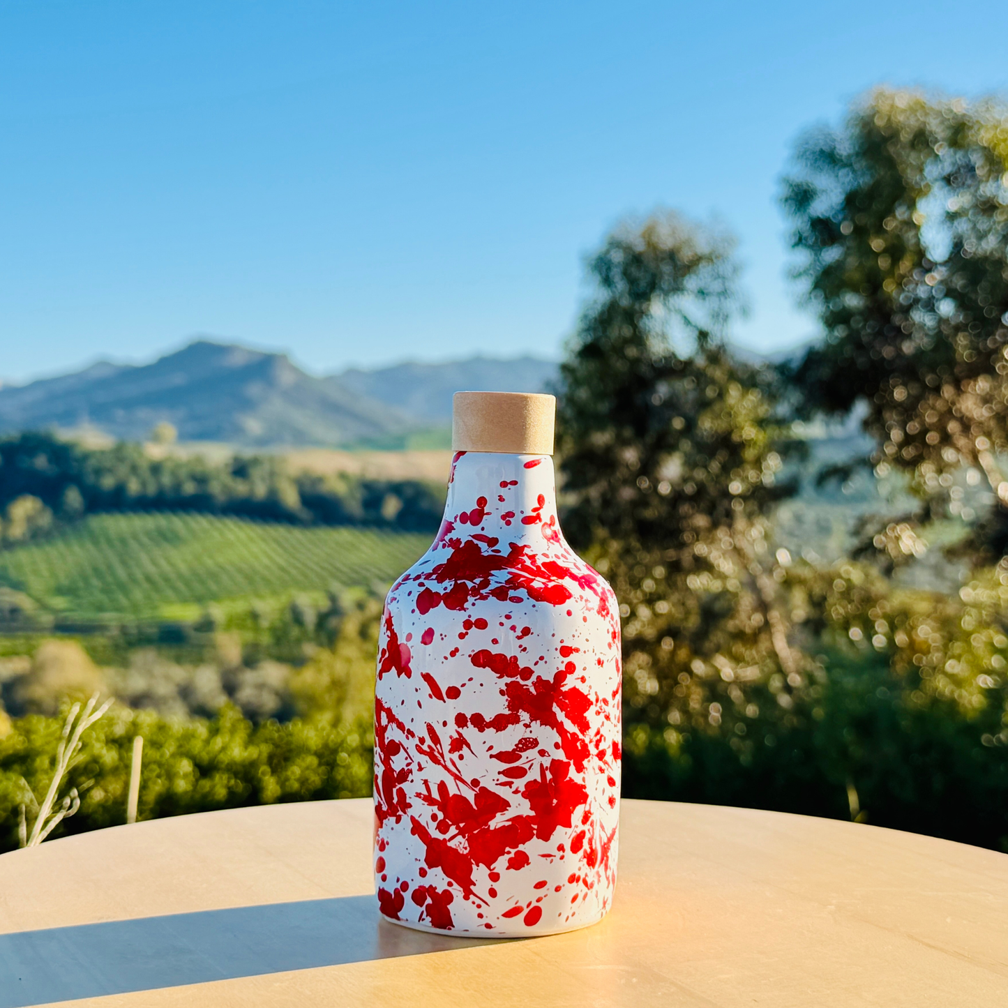 Ceramic bottle oil dispenser oil bottle "Schizzata" 250 ml for olive oil handmade in Italy
