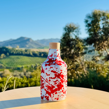Ceramic bottle oil dispenser oil bottle "Schizzata" 250 ml for olive oil handmade in Italy