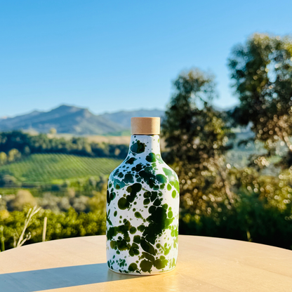 Ceramic bottle oil dispenser oil bottle "Schizzata" 250 ml for olive oil handmade in Italy