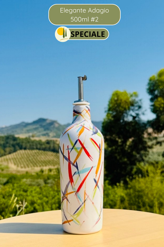 Elegante "le ultime" Keramikflasche Ölspender für Olivenöl handgemacht in Italien