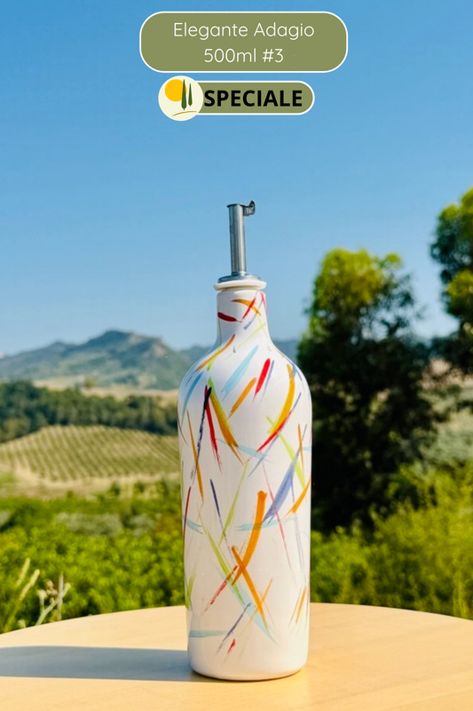 Elegante "le ultime" Keramikflasche Ölspender für Olivenöl handgemacht in Italien
