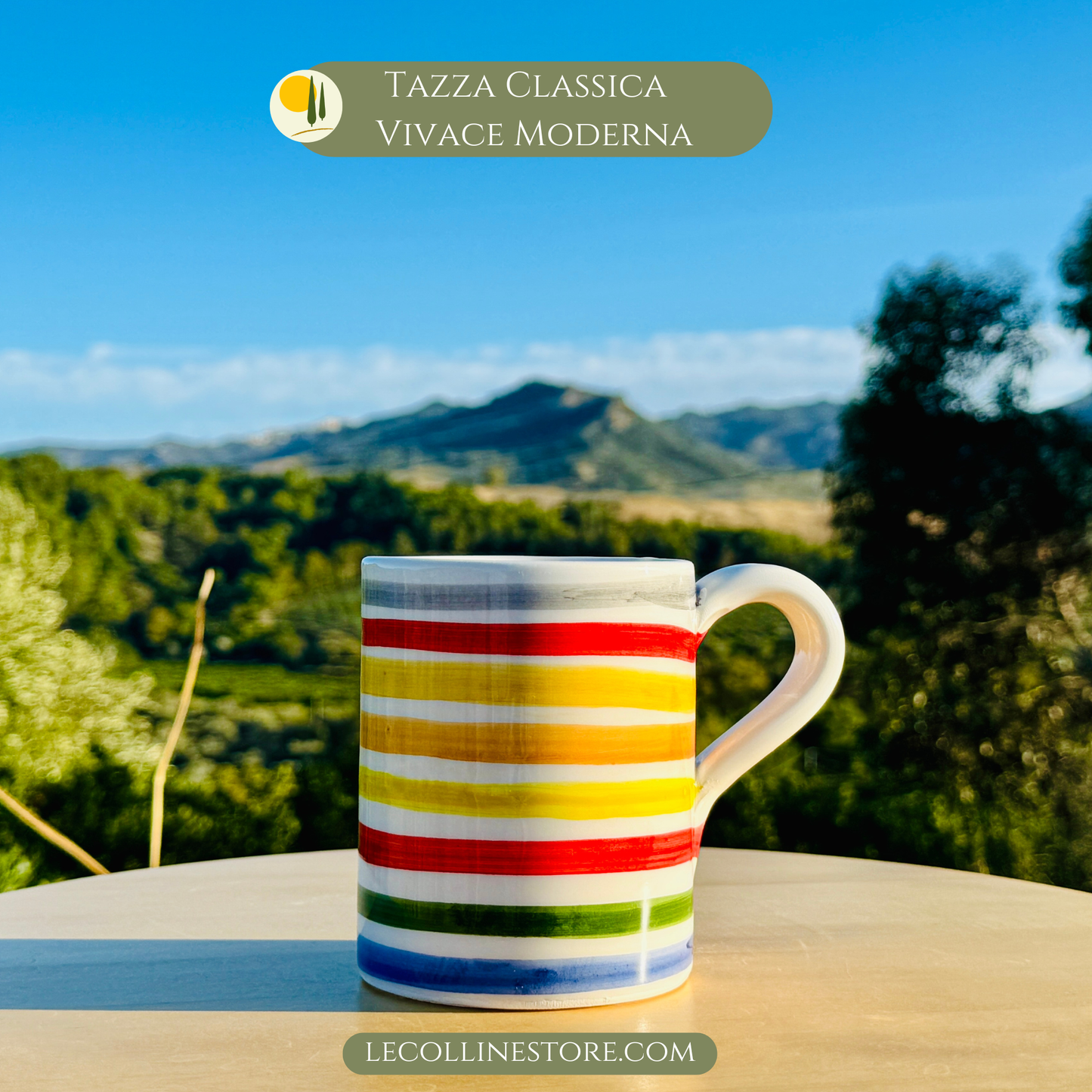 Bunte Keramik Tasse - Milchkaffee Becher - Handgemacht aus Italien - Le Colline