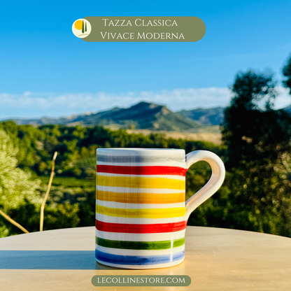 Bunte Keramik Tasse - Milchkaffee Becher - Handgemacht aus Italien - Le Colline