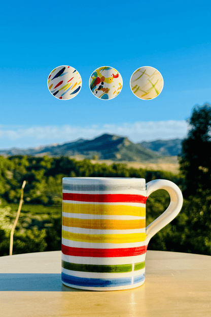Bunte Keramik Tasse - Große Cappuccino Tasse