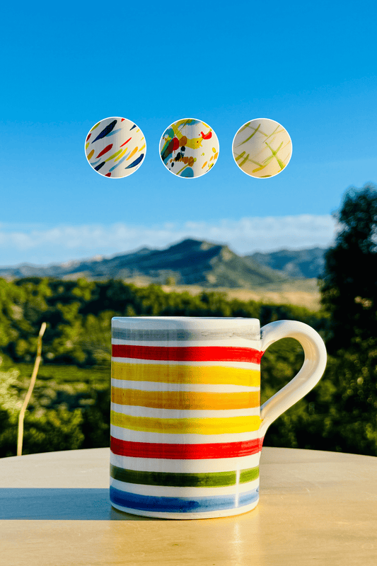 Bunte Keramik Tasse - Milchkaffee Becher - Handgemacht aus Italien - Le Colline