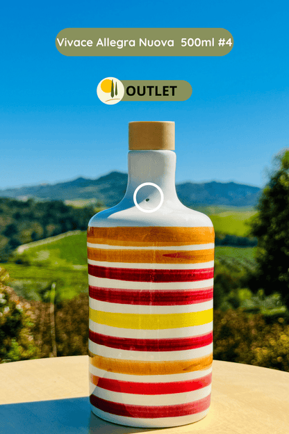 B-WARE Bunte Keramikflasche Ölspender "Vivace" für Olivenöl handgemacht in Italien