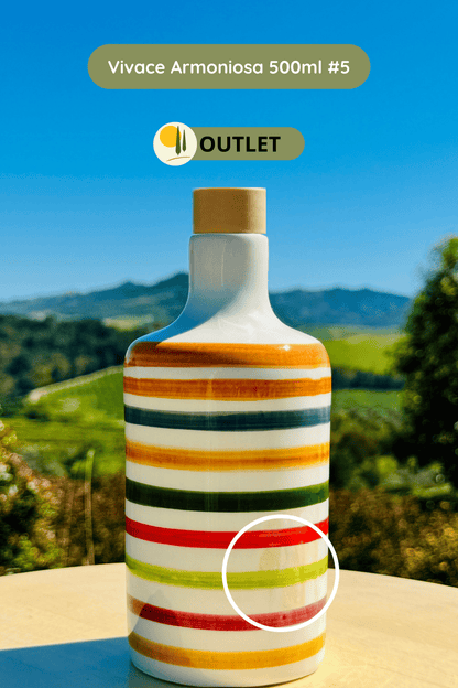 B-WARE Bunte Keramikflasche Ölspender "Vivace" für Olivenöl handgemacht in Italien