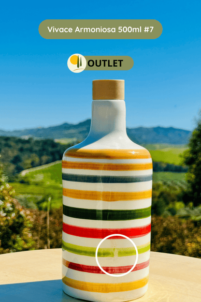 B-WARE Bunte Keramikflasche Ölspender "Vivace" für Olivenöl handgemacht in Italien