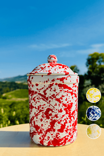 Küchen Vorratsdose aus Keramik bunter Behälter mit Deckel Handgemacht in Italien