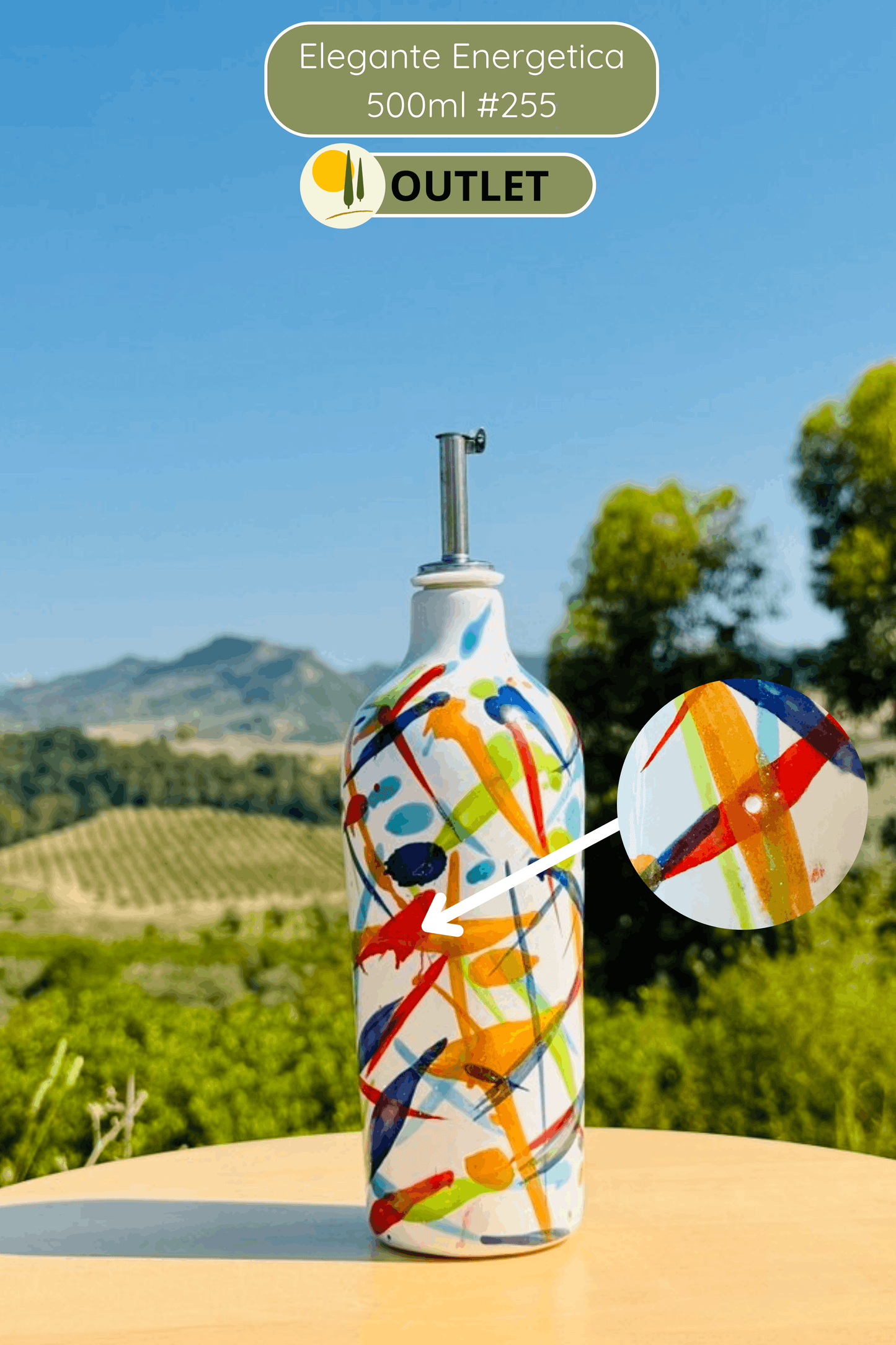 OUTLET - Elegante Keramikflasche Ölspender für Olivenöl handgemacht in Italien