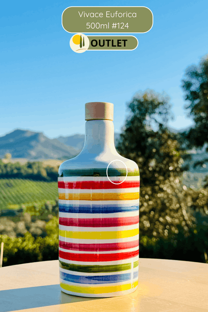 OUTLET B-STOCK Dispenser per olio in bottiglia di ceramica colorata "Vivace" per olio d'oliva fatto a mano in Italia