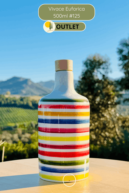 OUTLET B-STOCK Dispenser per olio in bottiglia di ceramica colorata "Vivace" per olio d'oliva fatto a mano in Italia