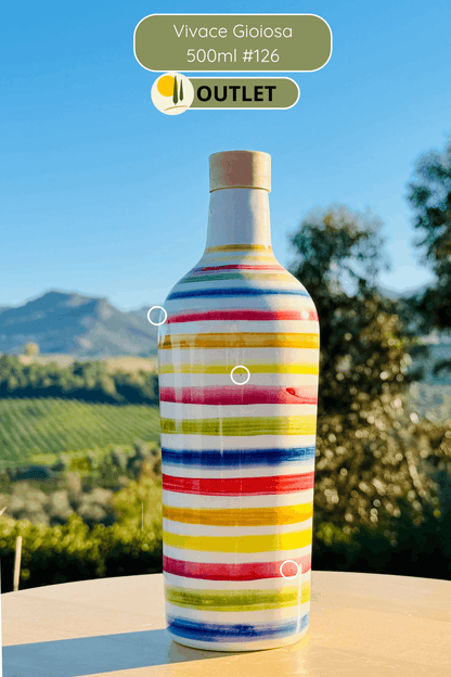 OUTLET - Bunte Keramikflasche Ölspender für Olivenöl handgemacht in Italien "Elegante"