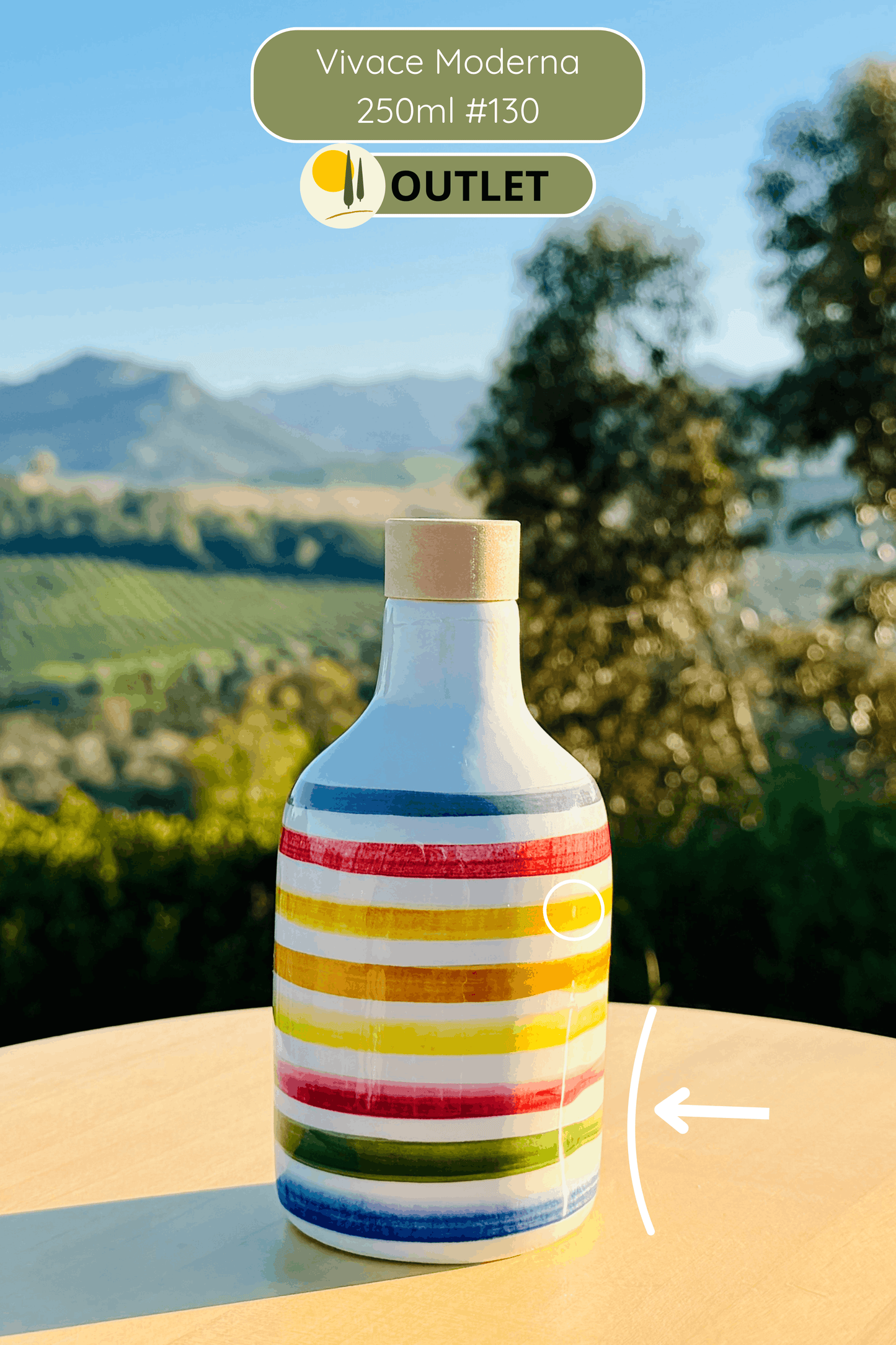 OUTLET B-STOCK Dispenser per olio in bottiglia di ceramica colorata "Vivace" per olio d'oliva fatto a mano in Italia