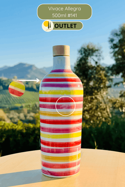 OUTLET - Bunte Keramikflasche Ölspender für Olivenöl handgemacht in Italien "Elegante"
