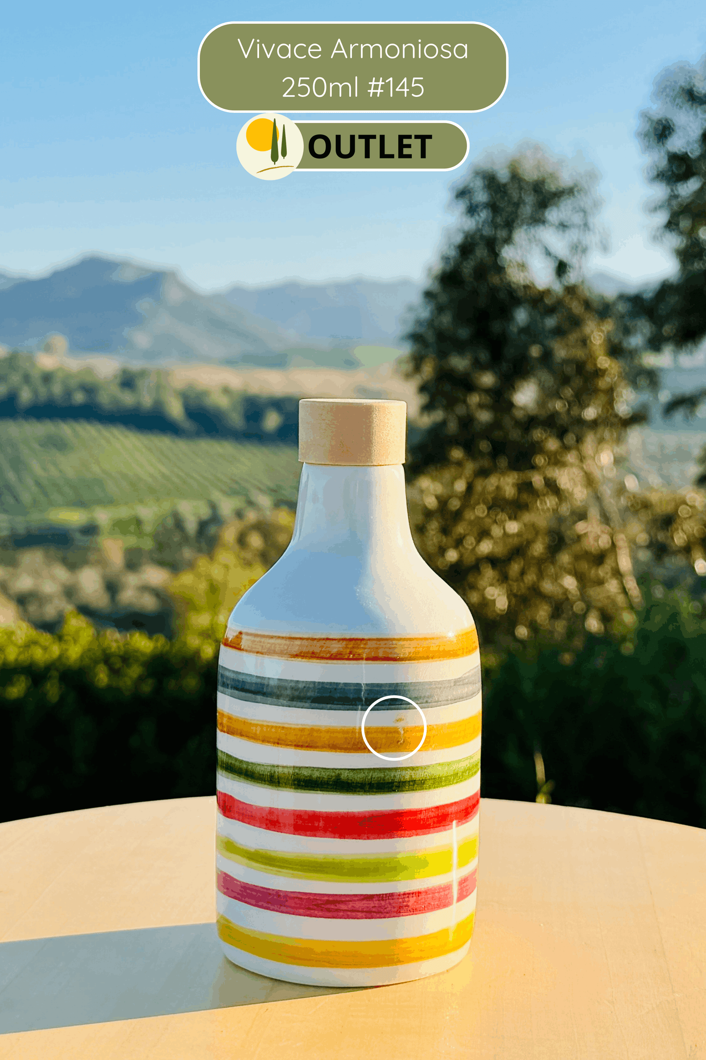 OUTLET B-STOCK Dispenser per olio in bottiglia di ceramica colorata "Vivace" per olio d'oliva fatto a mano in Italia