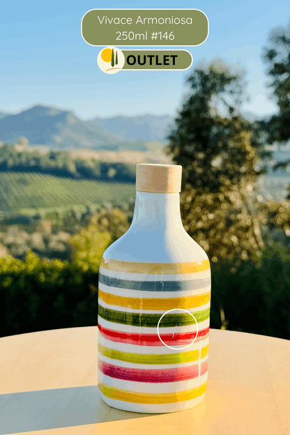 OUTLET B-STOCK Dispenser per olio in bottiglia di ceramica colorata "Vivace" per olio d'oliva fatto a mano in Italia