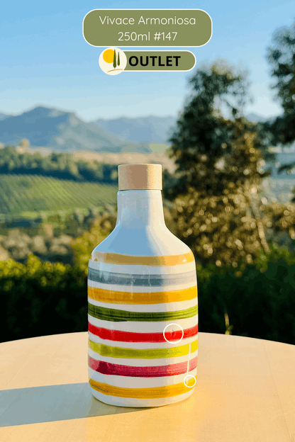 OUTLET B-STOCK Dispenser per olio in bottiglia di ceramica colorata "Vivace" per olio d'oliva fatto a mano in Italia
