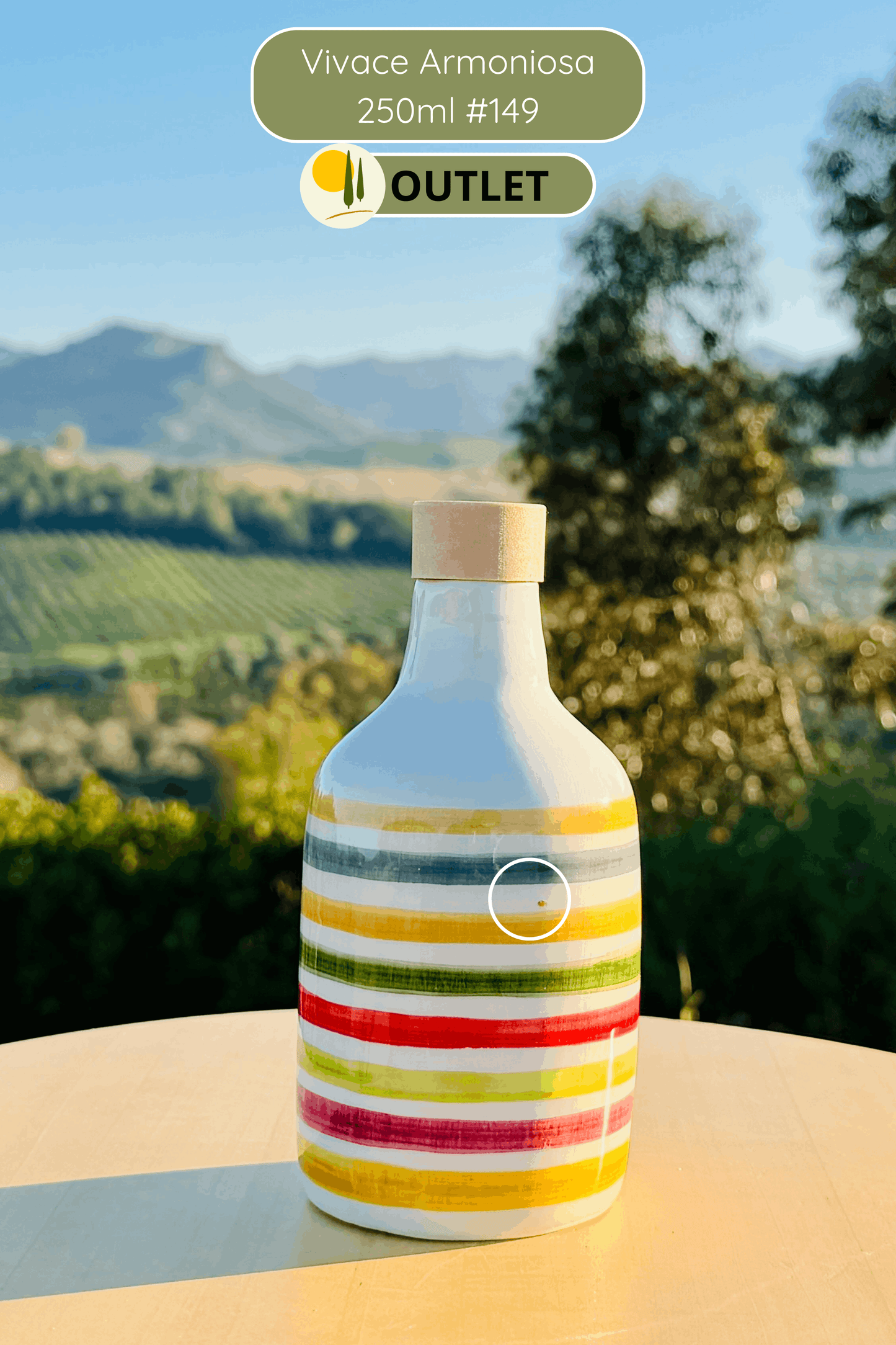 OUTLET B-STOCK Dispenser per olio in bottiglia di ceramica colorata "Vivace" per olio d'oliva fatto a mano in Italia