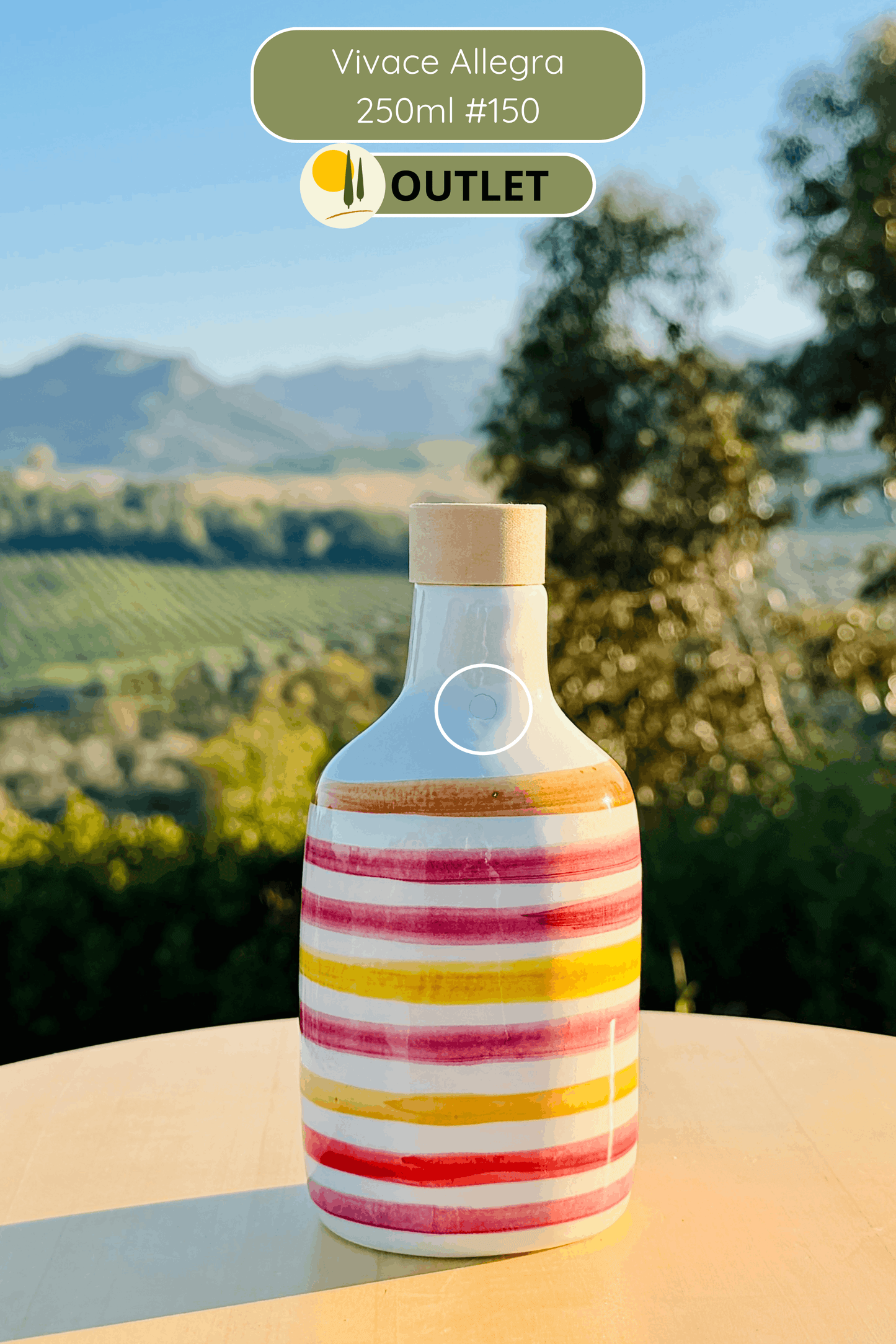 OUTLET B-STOCK Dispenser per olio in bottiglia di ceramica colorata "Vivace" per olio d'oliva fatto a mano in Italia