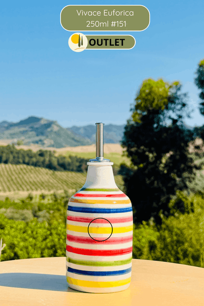 OUTLET B-STOCK Dispenser per olio in bottiglia di ceramica colorata "Vivace" per olio d'oliva fatto a mano in Italia