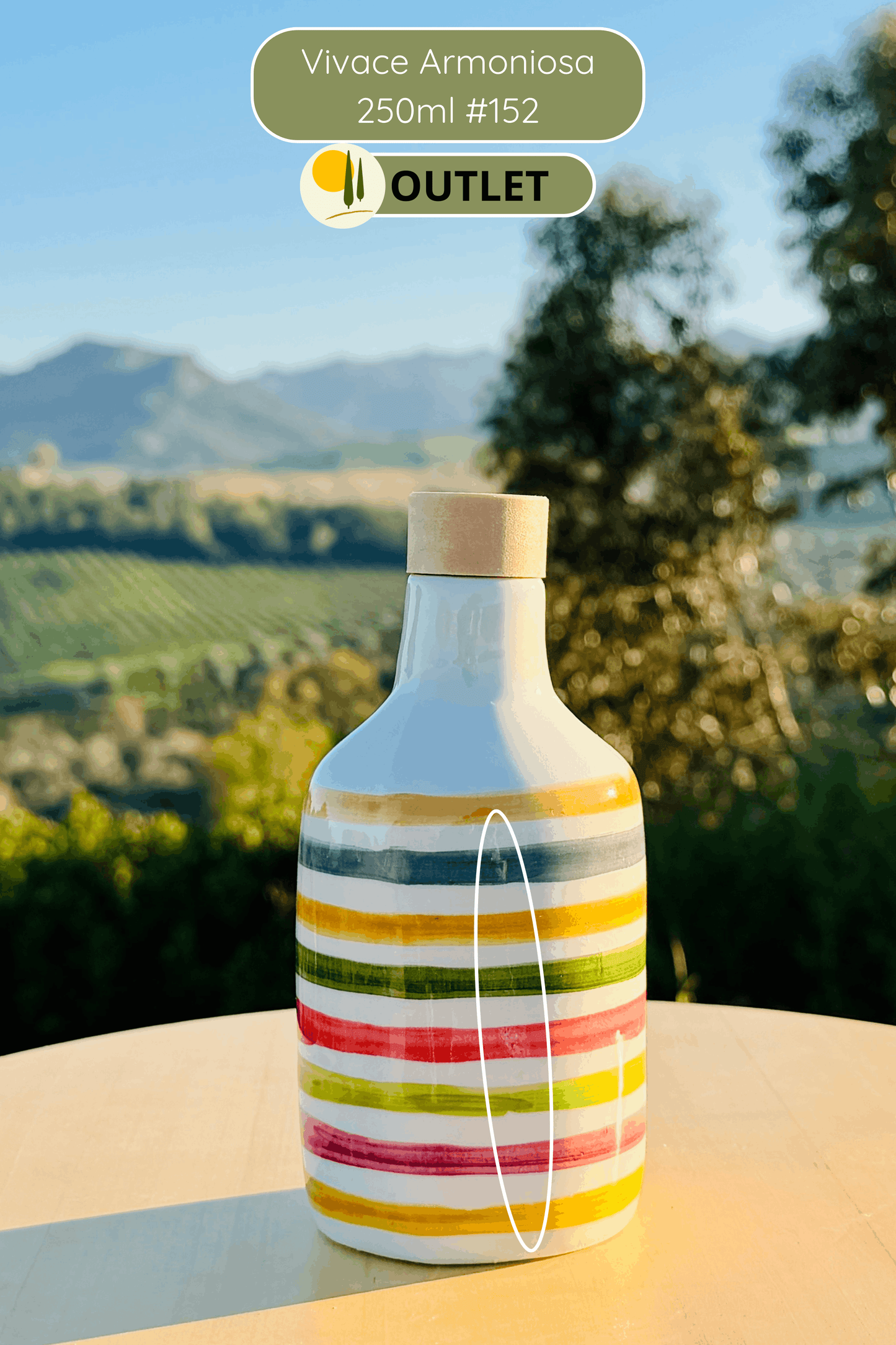 OUTLET B-STOCK Dispenser per olio in bottiglia di ceramica colorata "Vivace" per olio d'oliva fatto a mano in Italia
