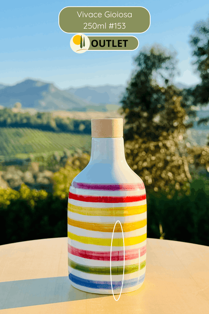 OUTLET B-STOCK Dispenser per olio in bottiglia di ceramica colorata "Vivace" per olio d'oliva fatto a mano in Italia