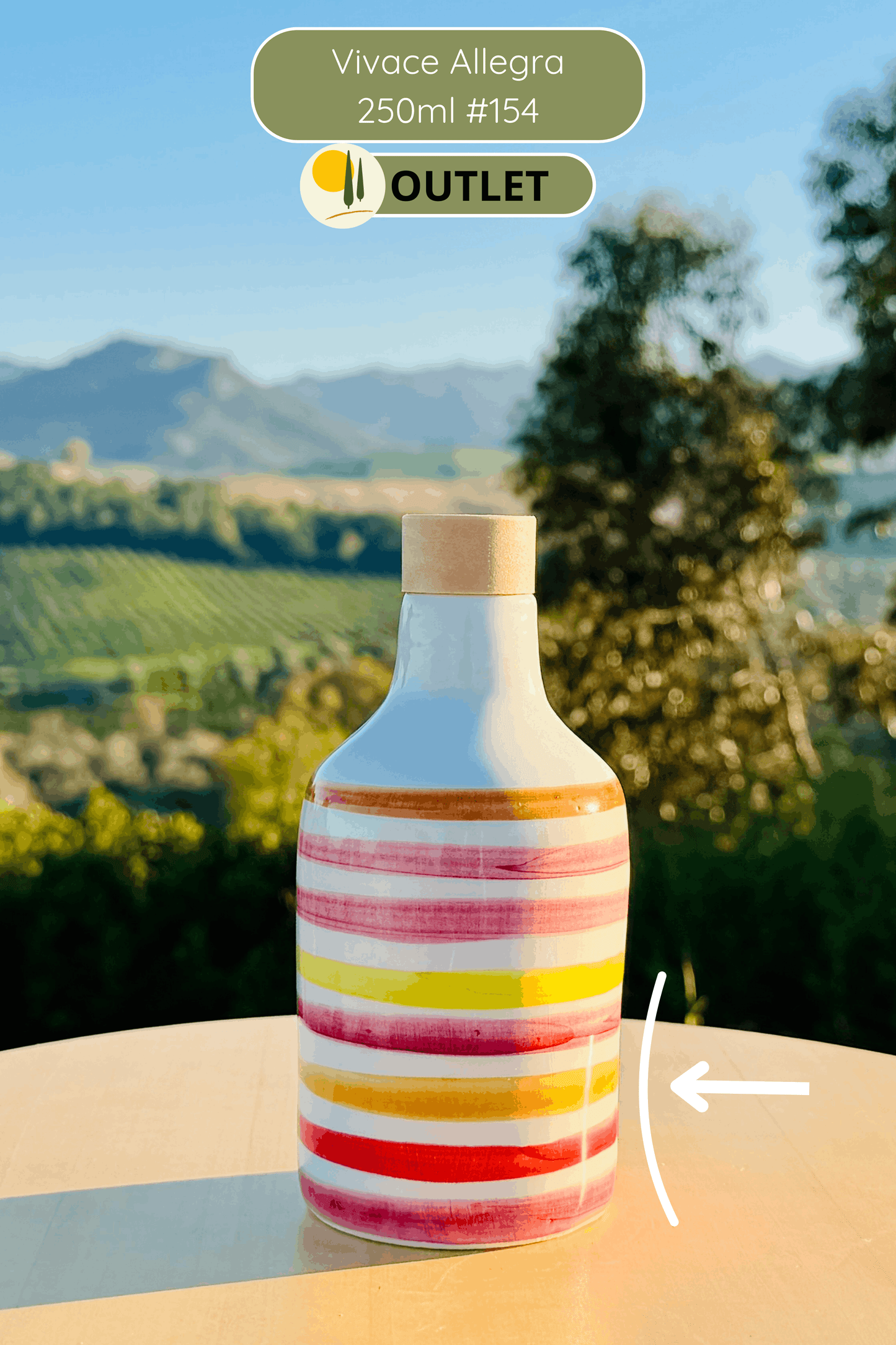 OUTLET B-STOCK Dispenser per olio in bottiglia di ceramica colorata "Vivace" per olio d'oliva fatto a mano in Italia