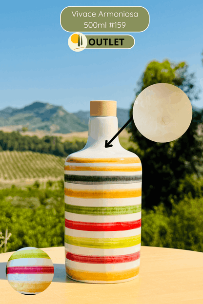 OUTLET B-STOCK Dispenser per olio in bottiglia di ceramica colorata "Vivace" per olio d'oliva fatto a mano in Italia