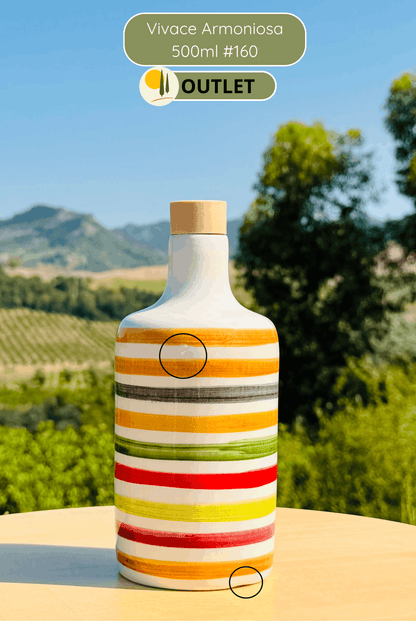 OUTLET B-STOCK Dispenser per olio in bottiglia di ceramica colorata "Vivace" per olio d'oliva fatto a mano in Italia