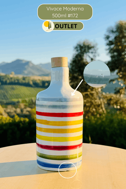 OUTLET B-STOCK Dispenser per olio in bottiglia di ceramica colorata "Vivace" per olio d'oliva fatto a mano in Italia