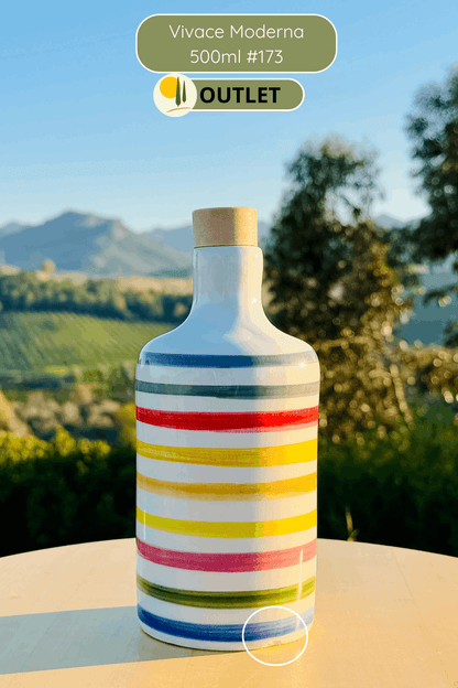 OUTLET B-STOCK Dispenser per olio in bottiglia di ceramica colorata "Vivace" per olio d'oliva fatto a mano in Italia