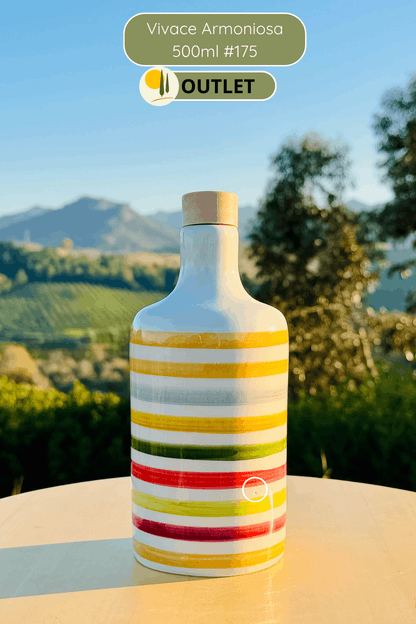 OUTLET B-STOCK Dispenser per olio in bottiglia di ceramica colorata "Vivace" per olio d'oliva fatto a mano in Italia