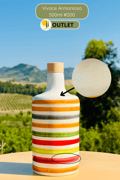 OUTLET B-STOCK Dispenser per olio in bottiglia di ceramica colorata "Vivace" per olio d'oliva fatto a mano in Italia