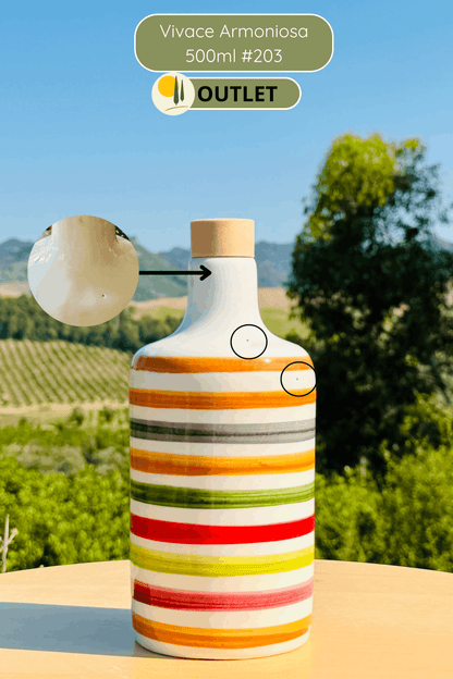 OUTLET B-STOCK Dispenser per olio in bottiglia di ceramica colorata "Vivace" per olio d'oliva fatto a mano in Italia