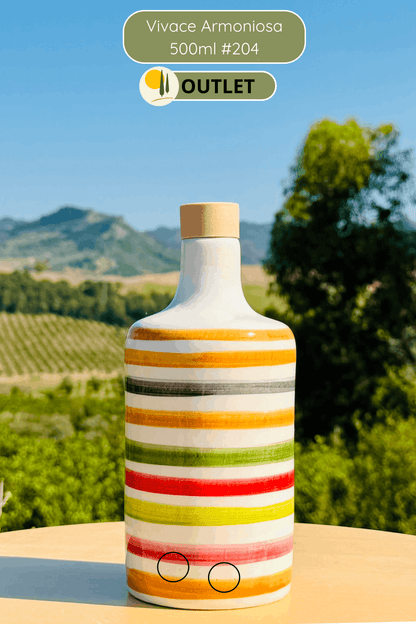 OUTLET B-STOCK Dispenser per olio in bottiglia di ceramica colorata "Vivace" per olio d'oliva fatto a mano in Italia