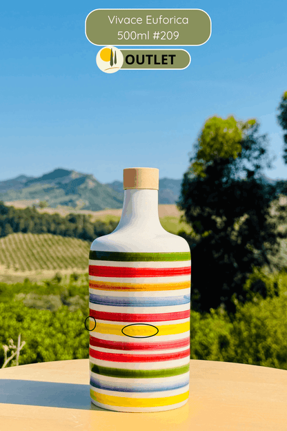 OUTLET B-STOCK Dispenser per olio in bottiglia di ceramica colorata "Vivace" per olio d'oliva fatto a mano in Italia