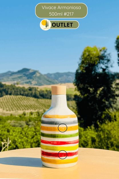 OUTLET B-STOCK Dispenser per olio in bottiglia di ceramica colorata "Vivace" per olio d'oliva fatto a mano in Italia