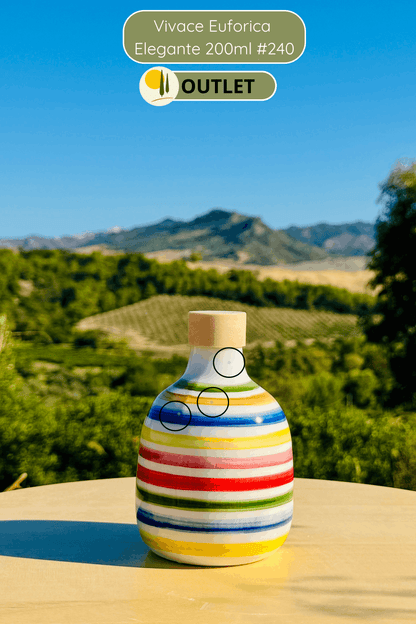 OUTLET - Bunte Keramikflasche Ölspender für Olivenöl handgemacht in Italien "Elegante"