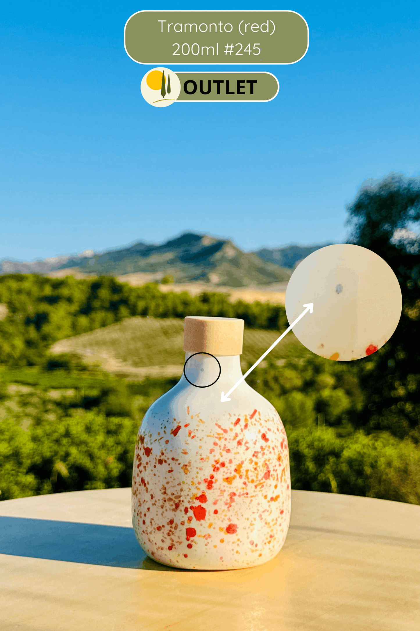 OUTLET Colorful Ceramic Oil Dispenser Bottle for Olive Oil Handmade in Italy 200ml